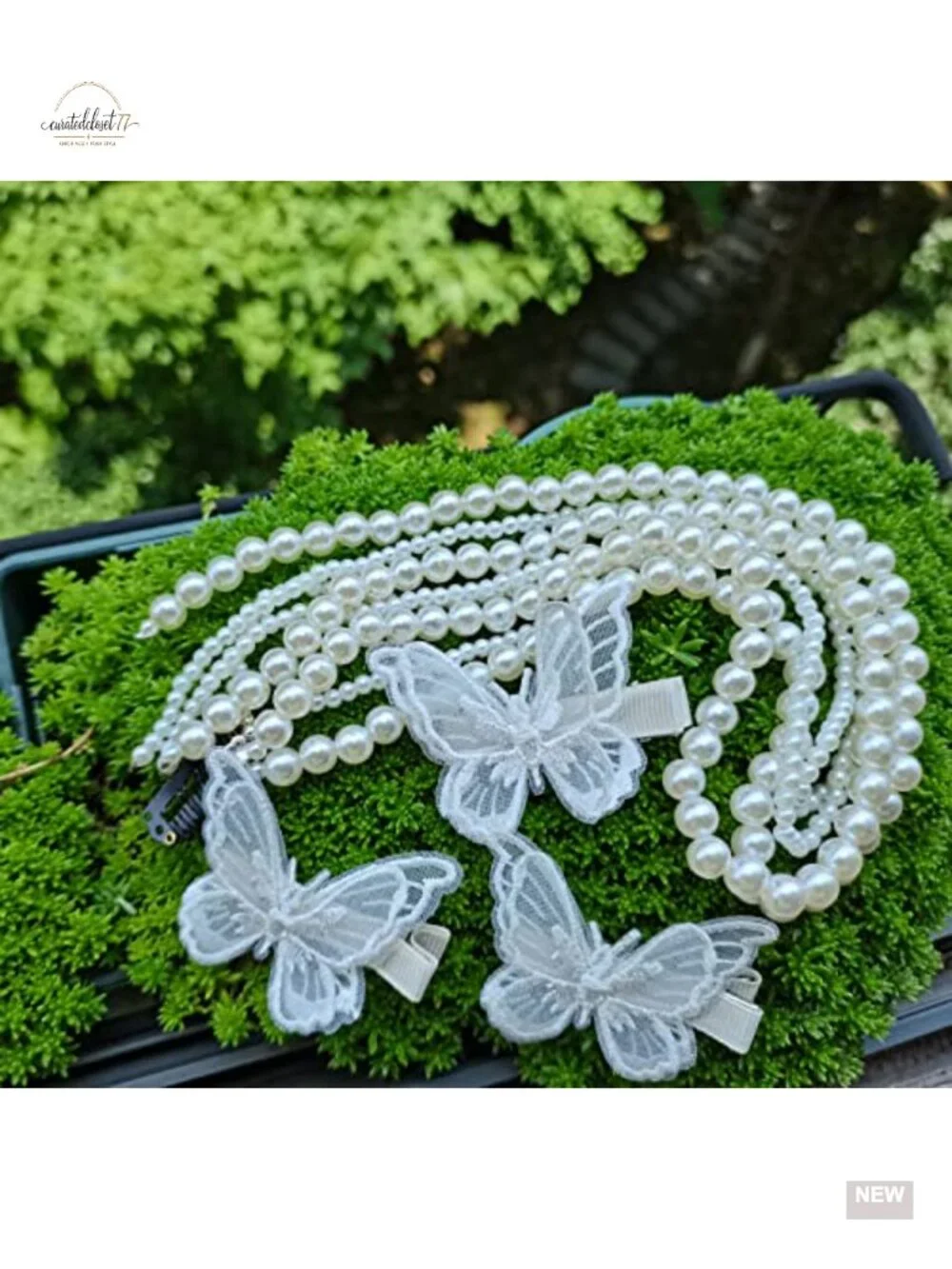 Faux Pearl Hair Clip Butterfly Chain DIY Accessories